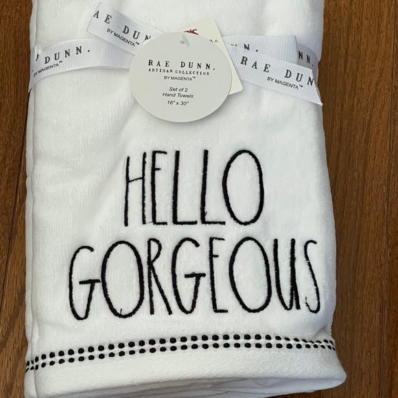New Rae Dunn by Magenta Hello Gorgeous Hand Towel Set - Picture 2 of 5